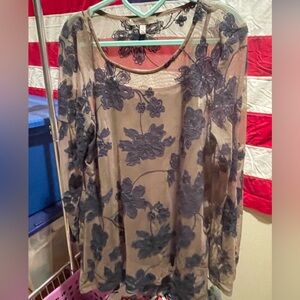 Blue Pepper Vintage size M sheer tunic with built in tank top